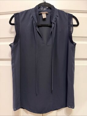 H&M Navy Tie-Neck Sleeveless blouse